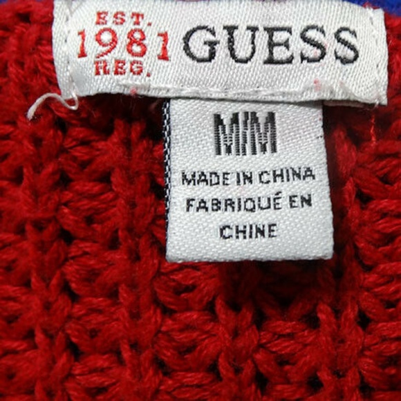 GUESS  Red  Knit Sweater Zippers on shoulder Style - Picture 2 of 8